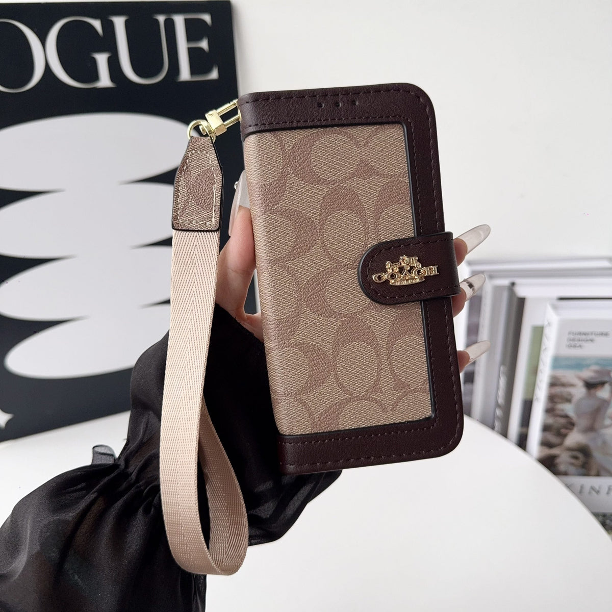 Luxury Monogram Canvas Wallet Case for iPhone 12-18 Pro & Pro Max
