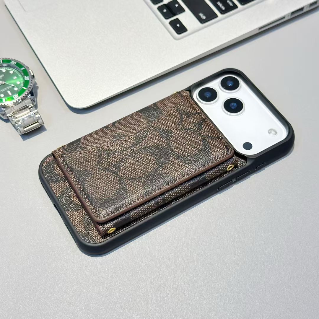 Luxury Coach Monogram Wallet Case for iPhone 12-18 Pro & Pro Max