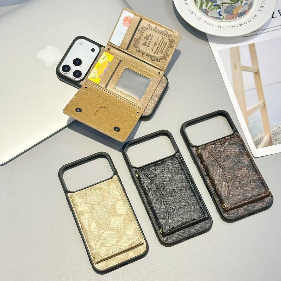 Luxury Coach Monogram Wallet Case for iPhone 12-18 Pro & Pro Max