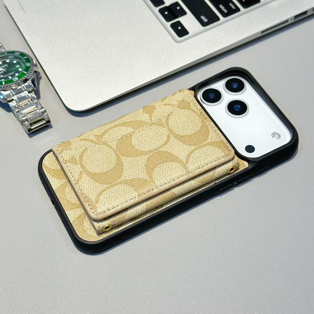 Luxury Coach Monogram Wallet Case for iPhone 12-18 Pro & Pro Max