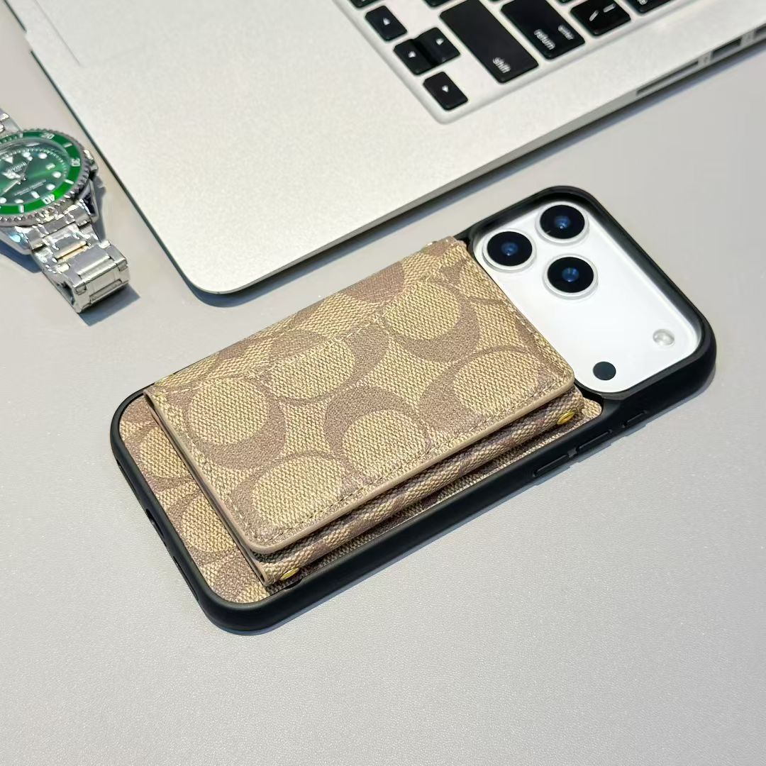 Luxury Coach Monogram Wallet Case for iPhone 12-18 Pro & Pro Max