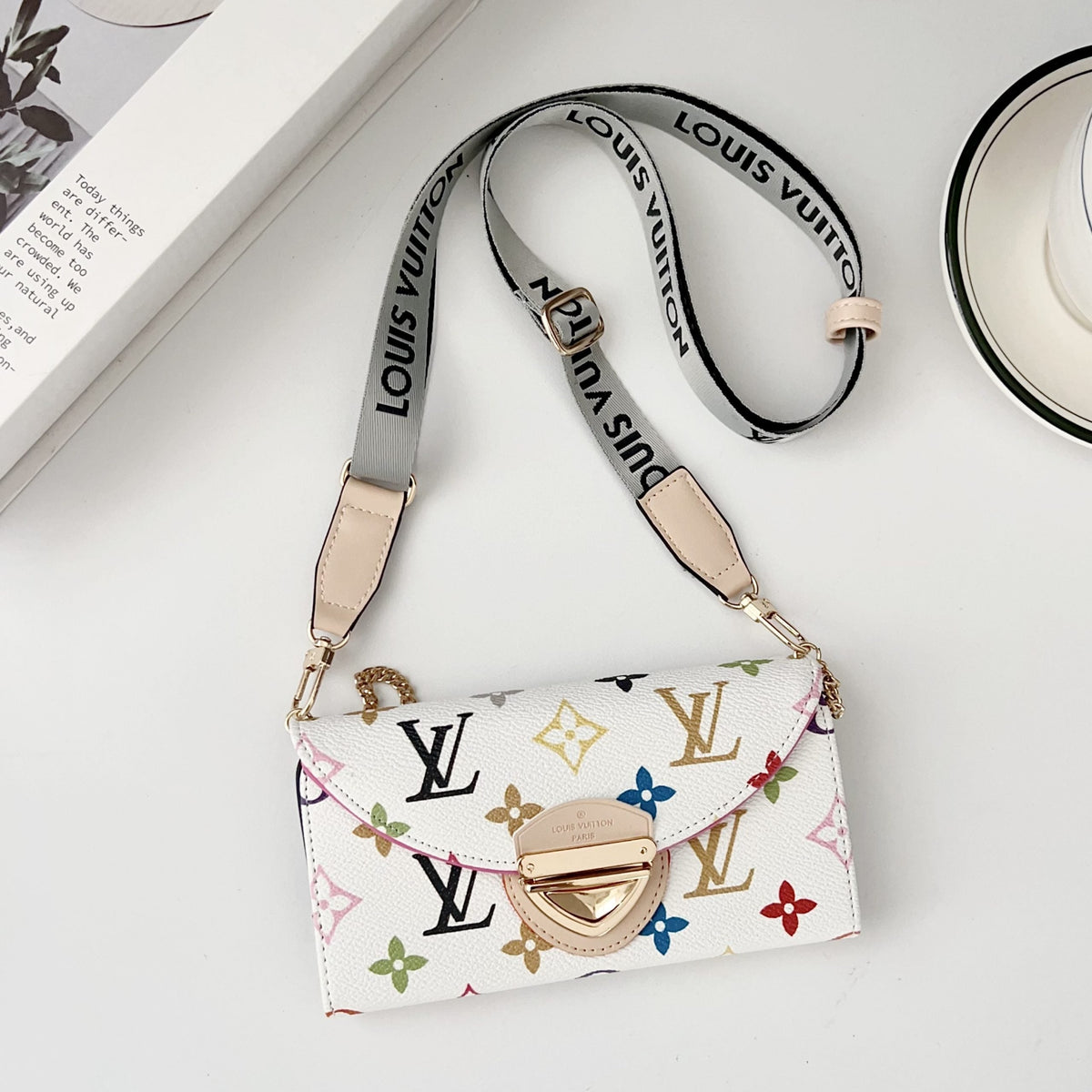 Crossbody Wallet Bag LV Style Case for iPhone 12-18 Pro & Pro Max