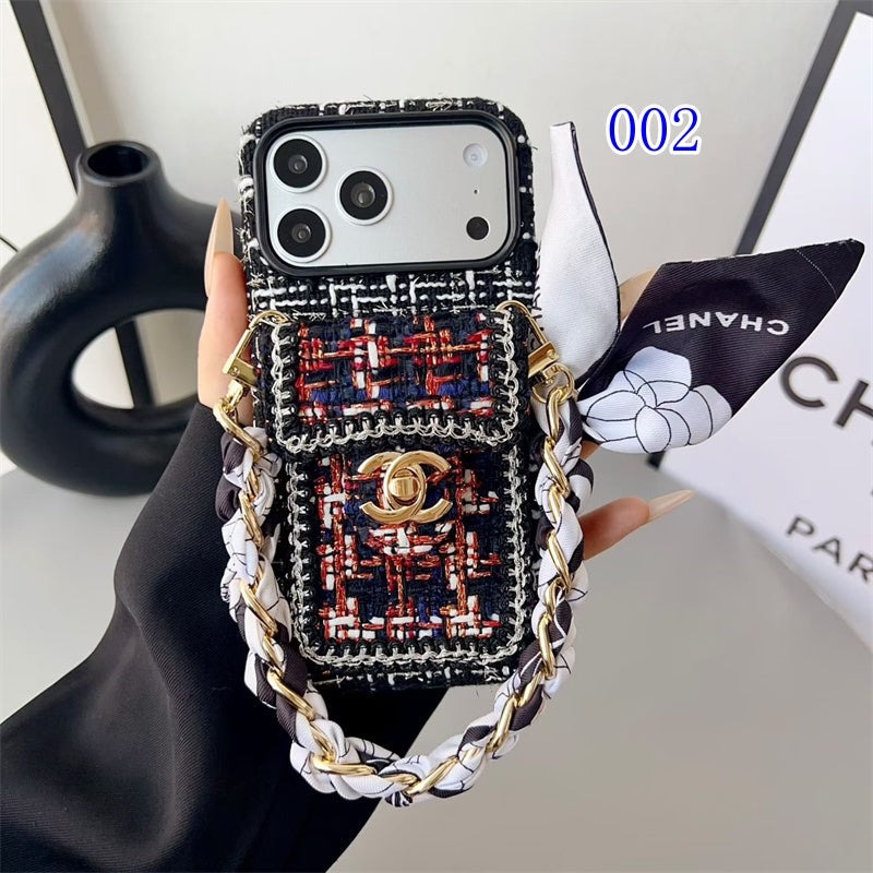 Luxury Tweed Designer Phone Case Classic Purse Style for iPhone 13-18 Pro & Pro Max