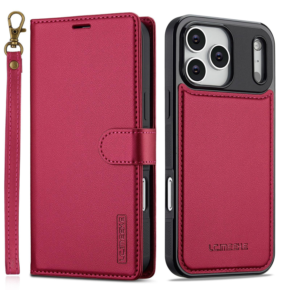 Detachable Magsafe PU Phone Case with Lanyard For iPhone 12-18 Series