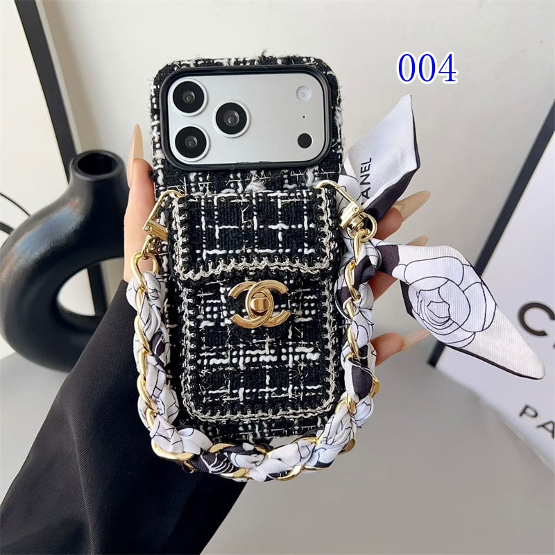 Luxury Tweed Designer Phone Case Classic Purse Style for iPhone 13-18 Pro & Pro Max