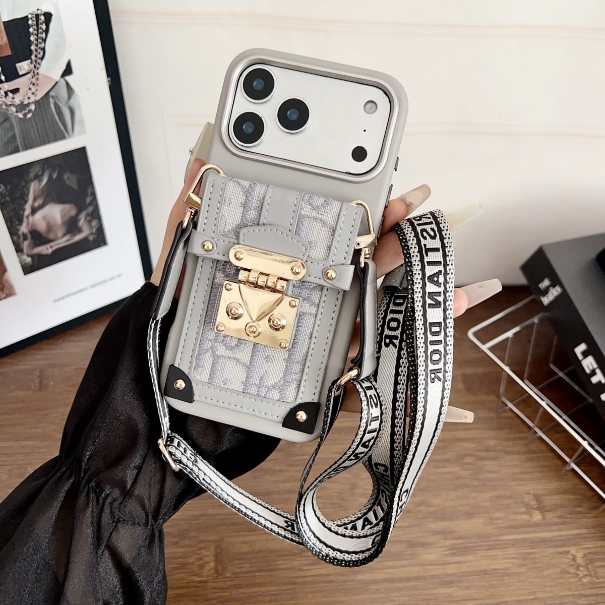 Fashion Dior Crossbody Phone Case for iPhone 13-18 Pro & Pro Max