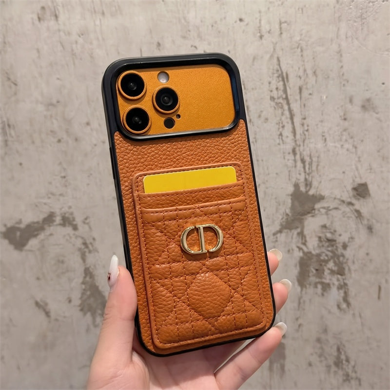 Luxury Quilted Leather Card Holder Case for iPhone 12-18 Pro & Pro Max