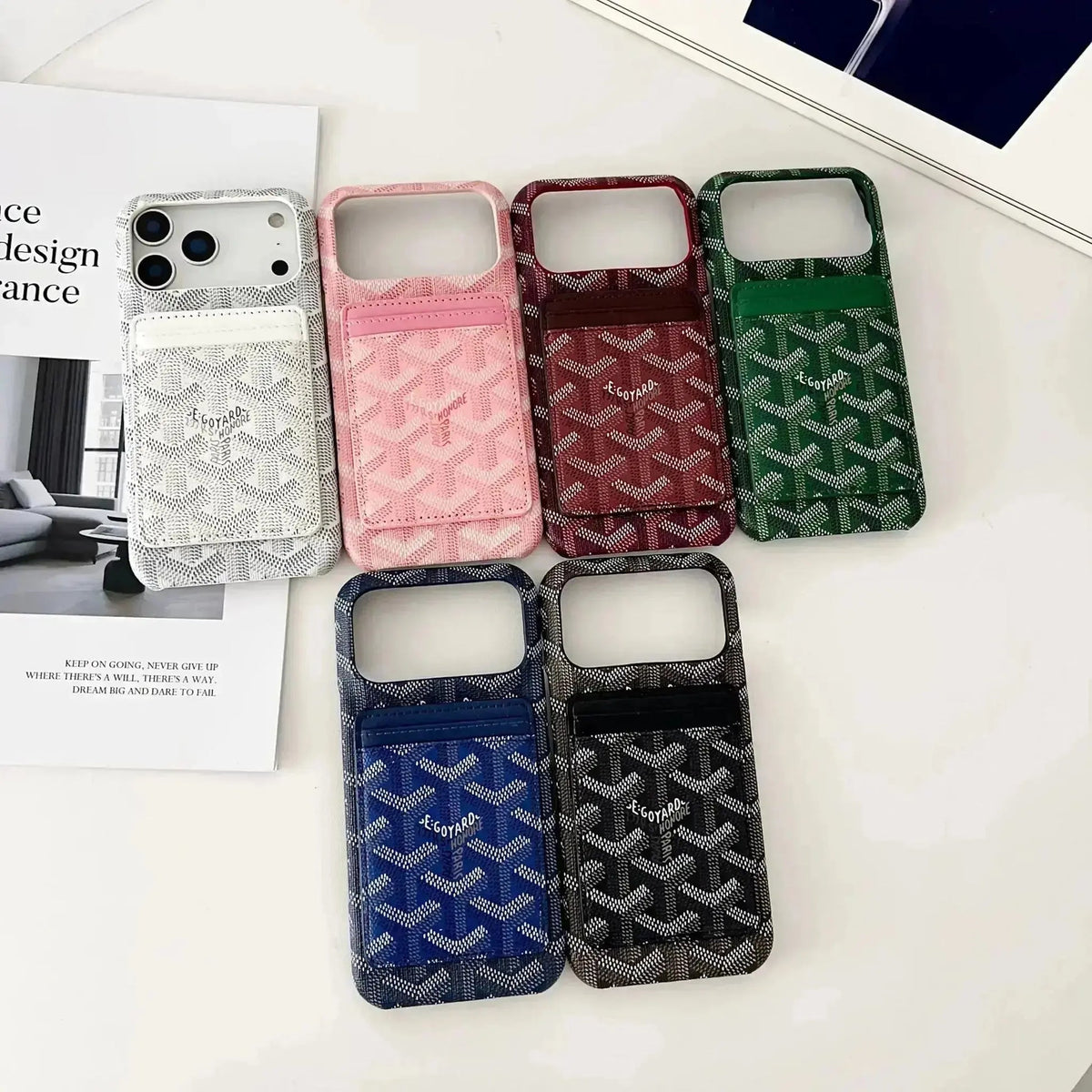 White Premium GYD iPhone MagSafe Case with Cardholder for iPhone 12-18 Pro Max