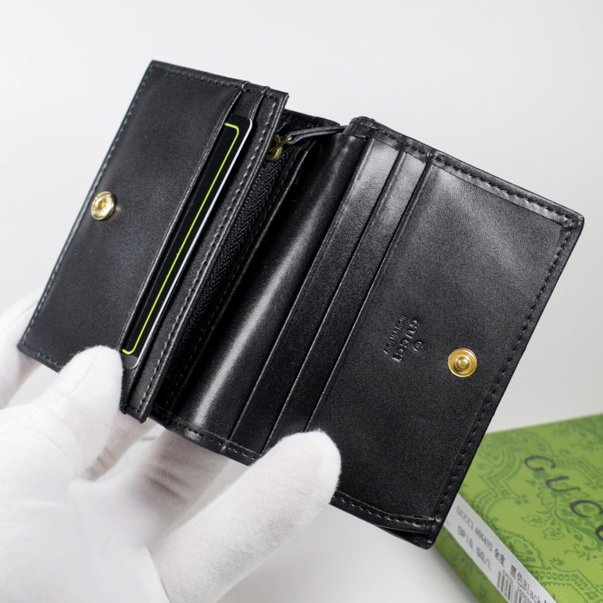 Black Luxury GUCCI Wallet Soft Lambskin Leather