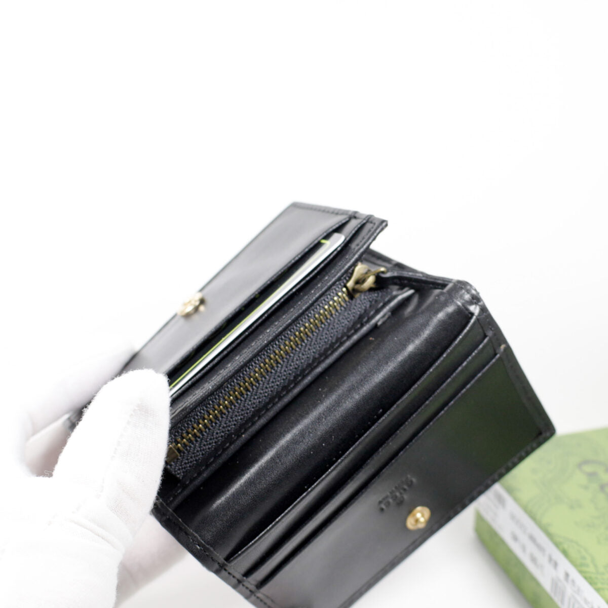 Black Luxury GUCCI Wallet Soft Lambskin Leather