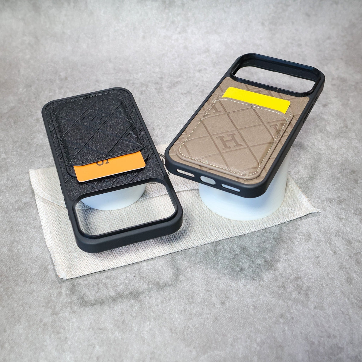 HRM Quilted Leather Wallet Case with Card Pocket for iPhone 12-18 Pro & Pro Max