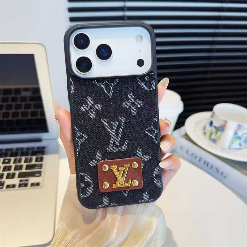 LV Monogram Denim Fabric Case for iPhone 12-18 Pro & Pro Max