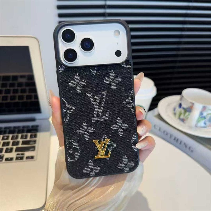 LV Monogram Denim Fabric Case for iPhone 12-18 Pro & Pro Max
