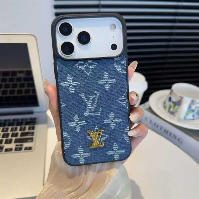 LV Monogram Denim Fabric Case for iPhone 12-18 Pro & Pro Max