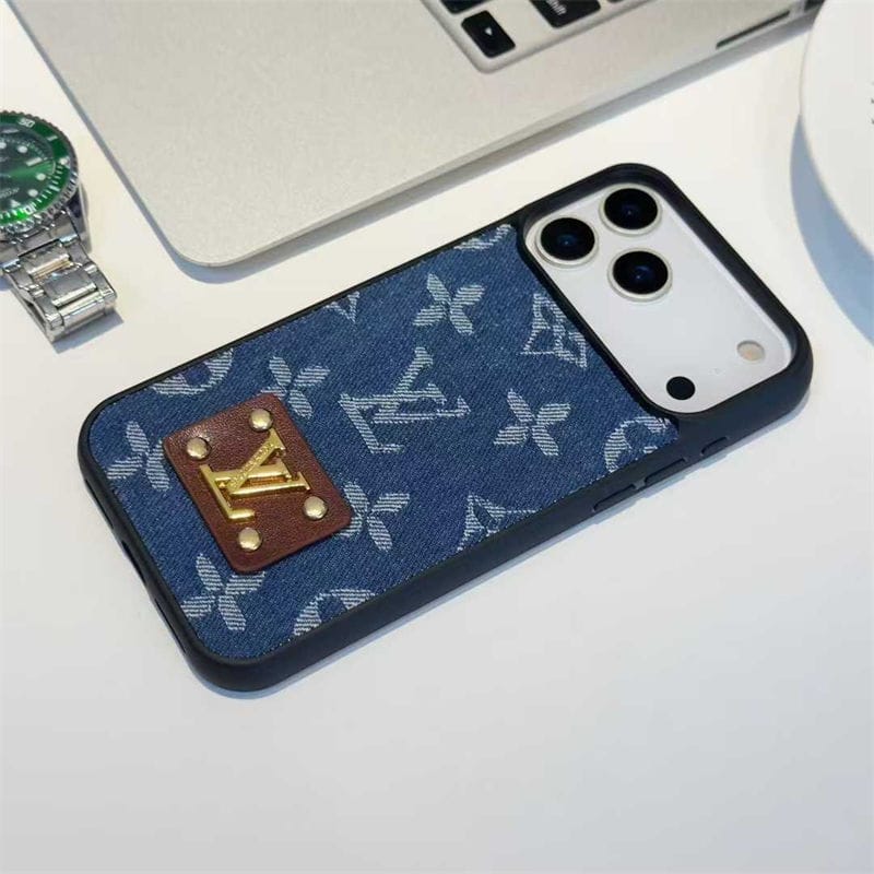 LV Monogram Denim Fabric Case for iPhone 12-18 Pro & Pro Max