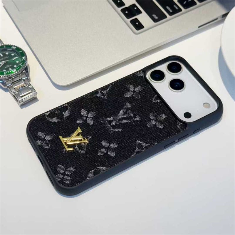 LV Monogram Denim Fabric Case for iPhone 12-18 Pro & Pro Max