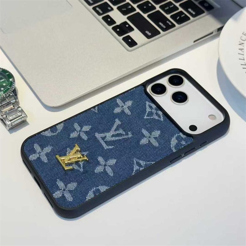 LV Monogram Denim Fabric Case for iPhone 12-18 Pro & Pro Max
