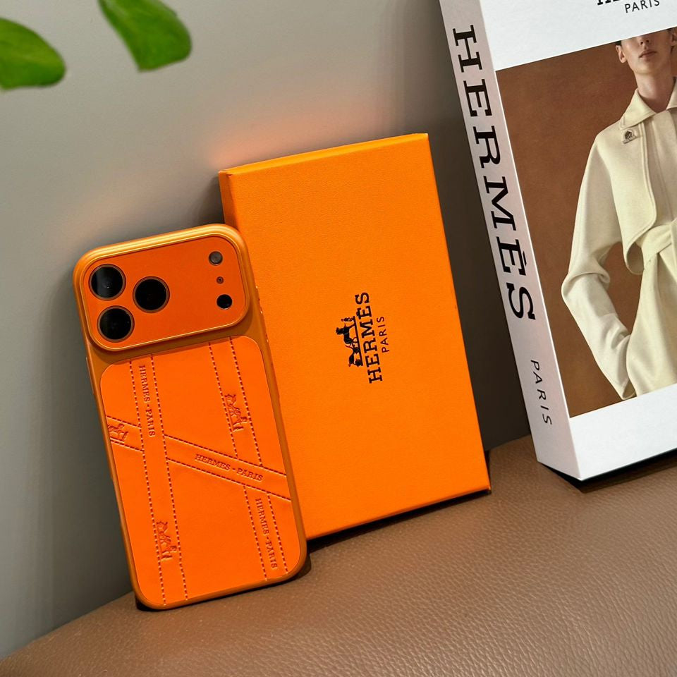 HRM Leather Case with Embossed Ribbon Pattern for iPhone 13-18 Pro & Pro Max