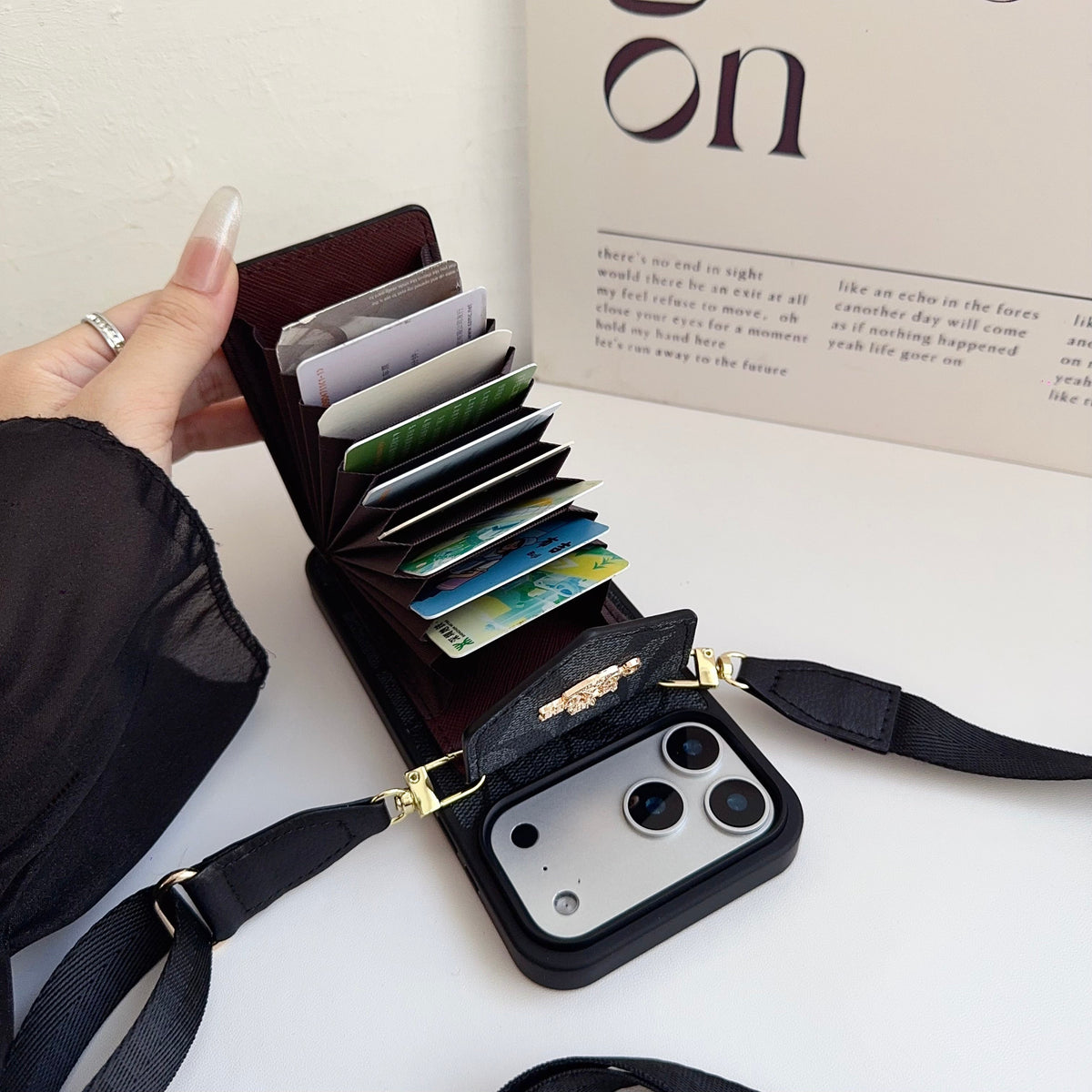 Leather Coach iPhone Case with Card Holder and Strap for iPhone 12-18 Pro & Pro Max