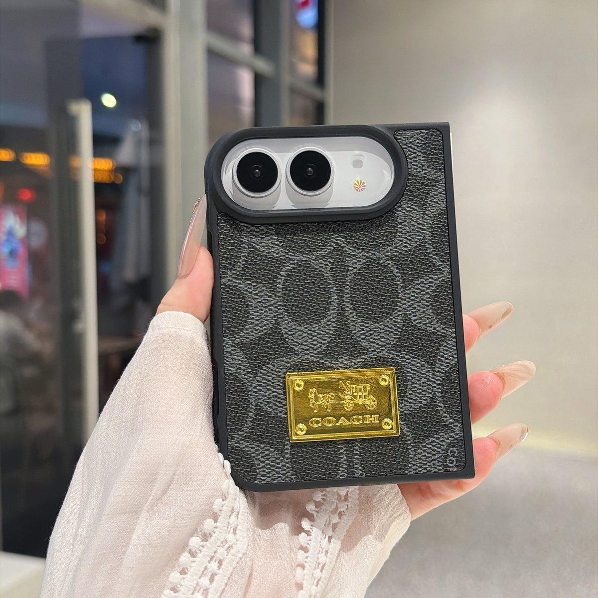 Luxury Premium CH Monogram Canvas Case for iPhone Duo