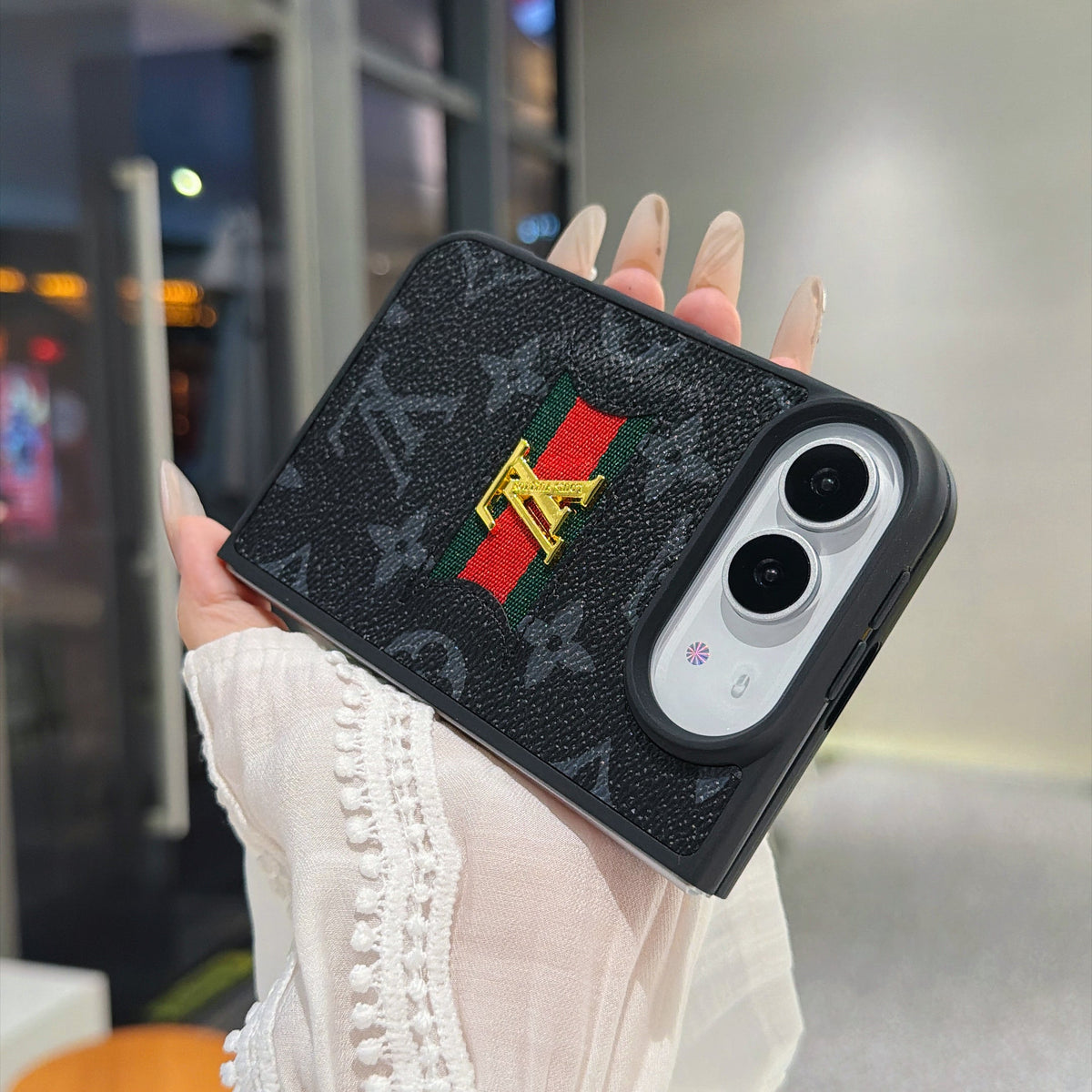Classic Luxury LV Monogram Canvas Case for iPhone Duo