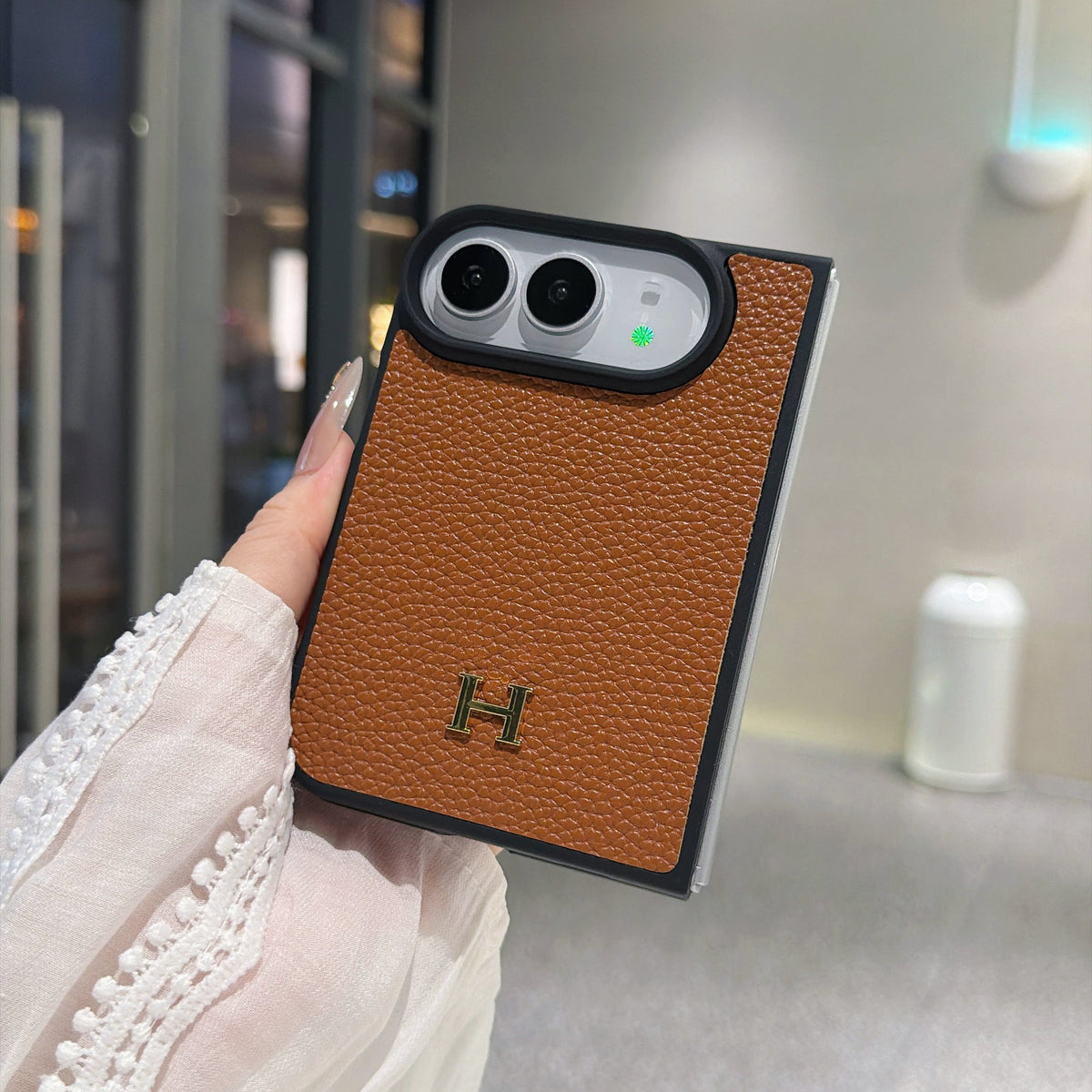 Classic HERMES Monogram Canvas Case for iPhone Duo