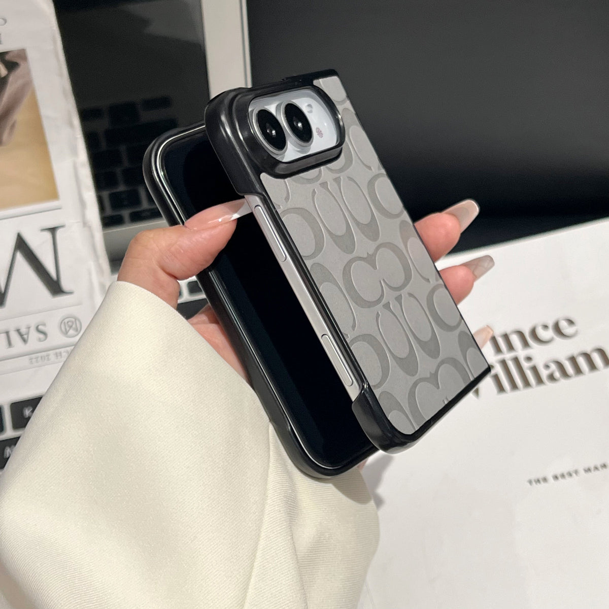 Luxury CH Monogram Canvas Case for iPhone Duo
