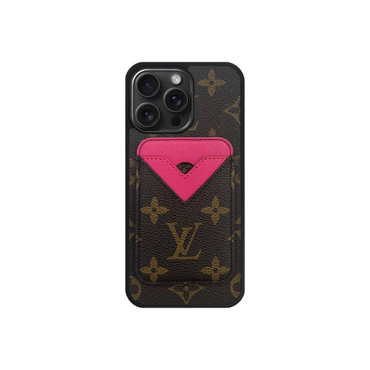 Luxury LV Monogram Leather Phone Case with Detachable Card Holder for iPhone 12-18 Pro & Pro Max