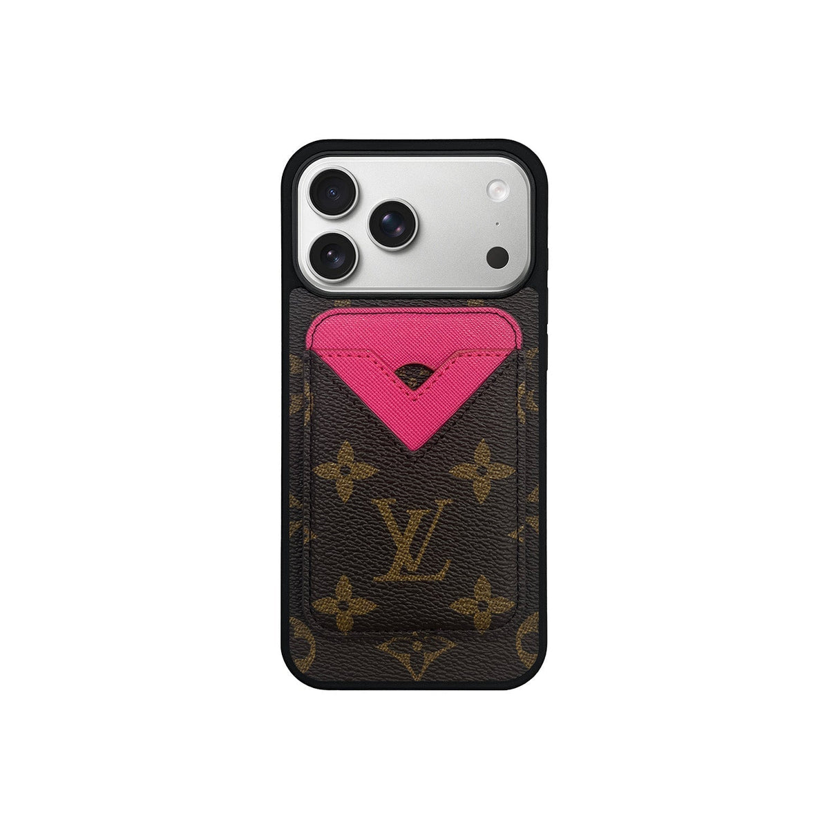Luxury LV Monogram Leather Phone Case with Detachable Card Holder for iPhone 12-18 Pro & Pro Max