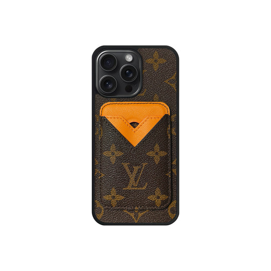 Luxury LV Monogram Leather Phone Case with Detachable Card Holder for iPhone 12-18 Pro & Pro Max
