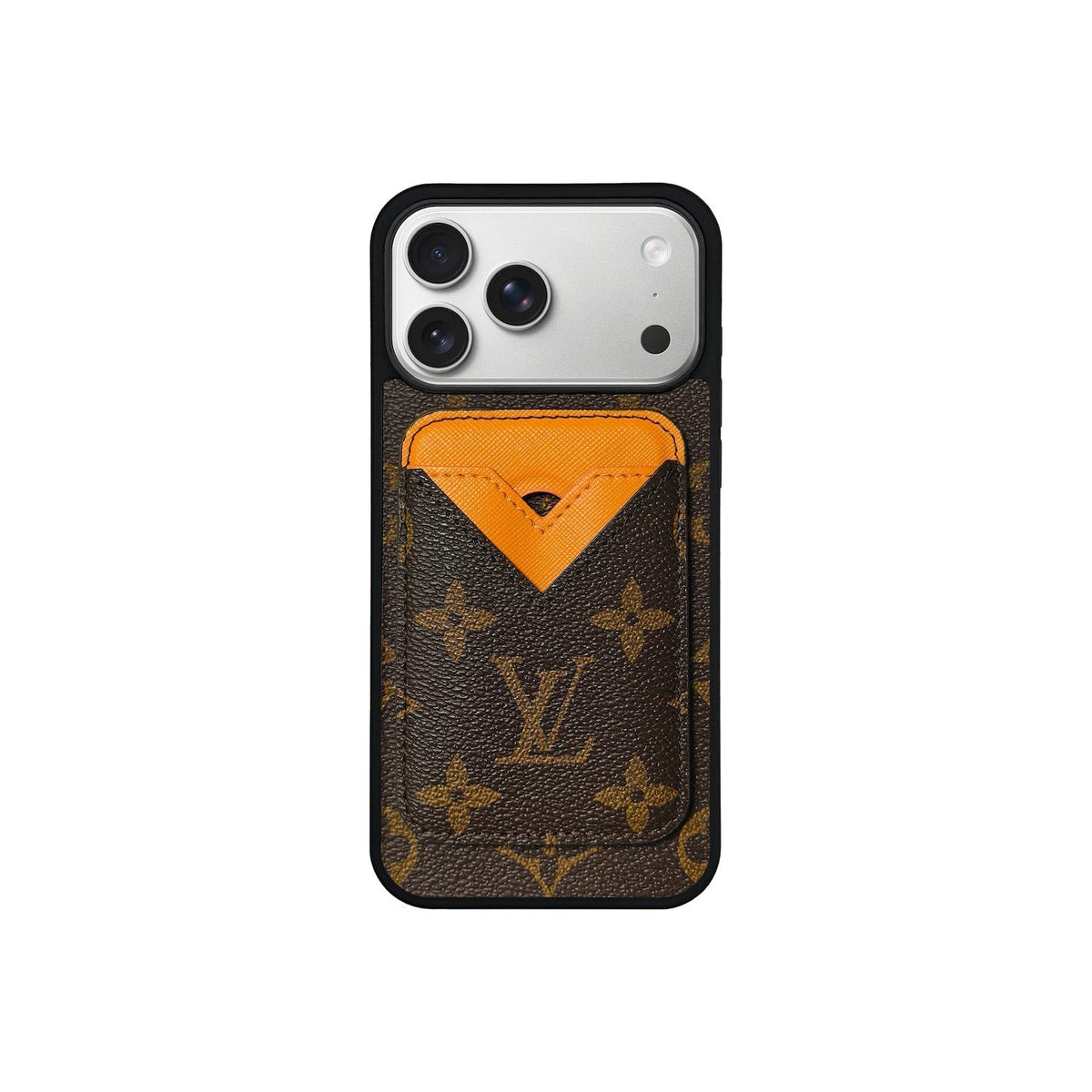 Luxury LV Monogram Leather Phone Case with Detachable Card Holder for iPhone 12-18 Pro & Pro Max
