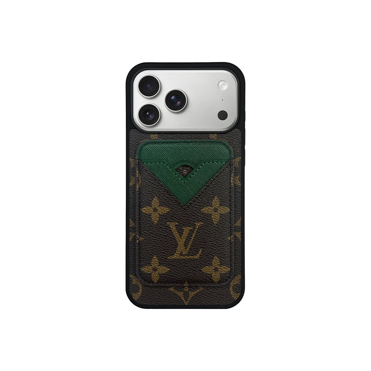 Luxury LV Monogram Leather Phone Case with Detachable Card Holder for iPhone 12-18 Pro & Pro Max