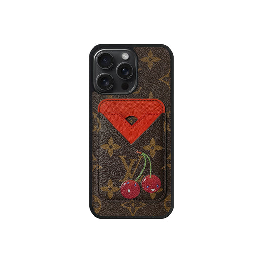 Set Magsafe Cardholder Orange LV Monogram with Case For iPhone 12-18 Pro & Pro Max
