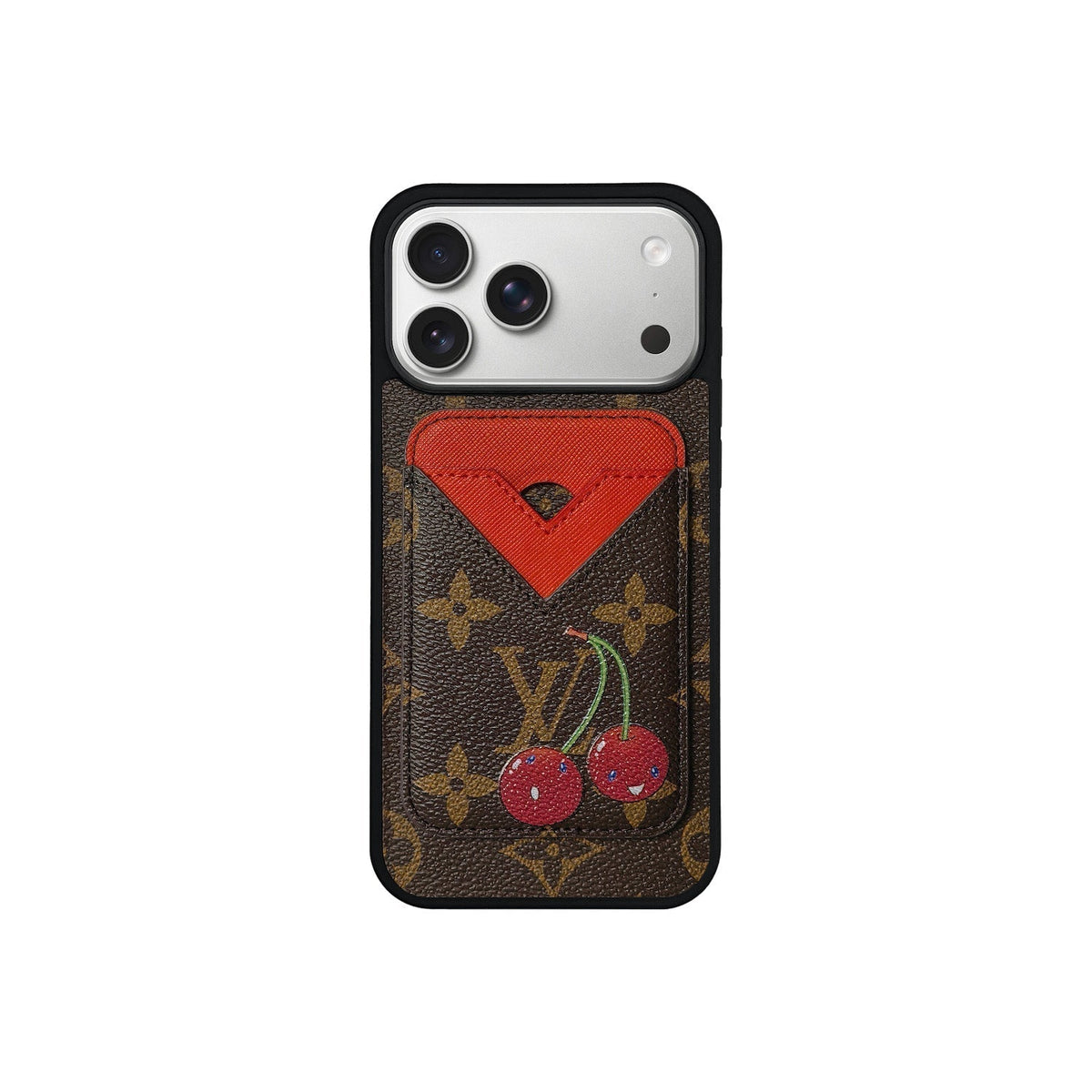 Set Magsafe Cardholder Orange LV Monogram with Case For iPhone 12-18 Pro & Pro Max