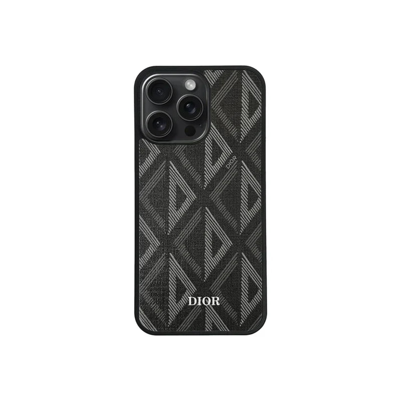 Luxury Woven Monogram & Geometric Slim Case for iPhone 12-18 Pro & Pro Max
