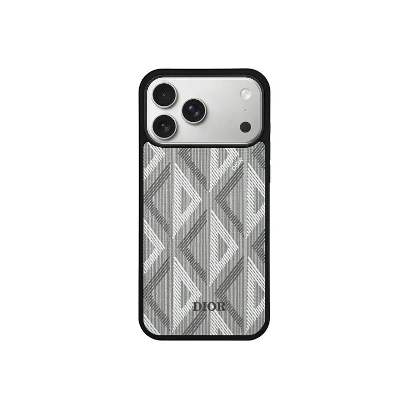 Luxury Woven Monogram & Geometric Slim Case for iPhone 12-18 Pro & Pro Max