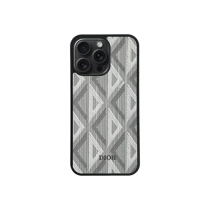 Luxury Woven Monogram & Geometric Slim Case for iPhone 12-18 Pro & Pro Max