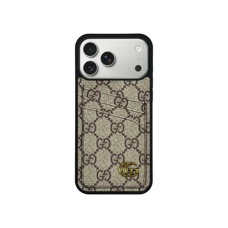 GG Classic Luxury Card Bag Case for iPhone 12-18 Pro & Pro Max