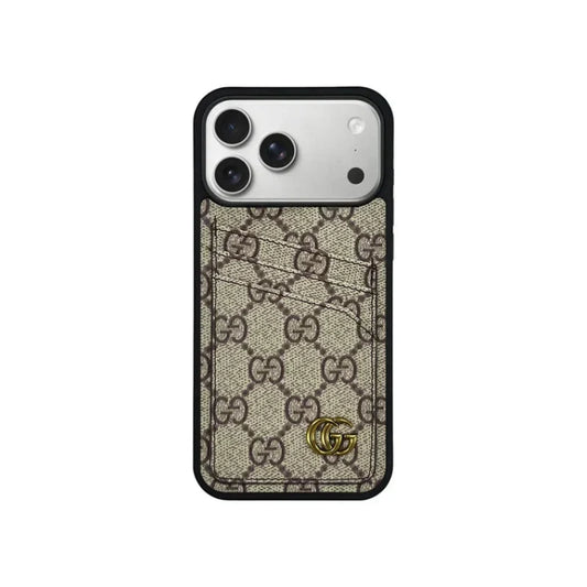 GG Classic Luxury Card Bag Case for iPhone 12-18 Pro & Pro Max