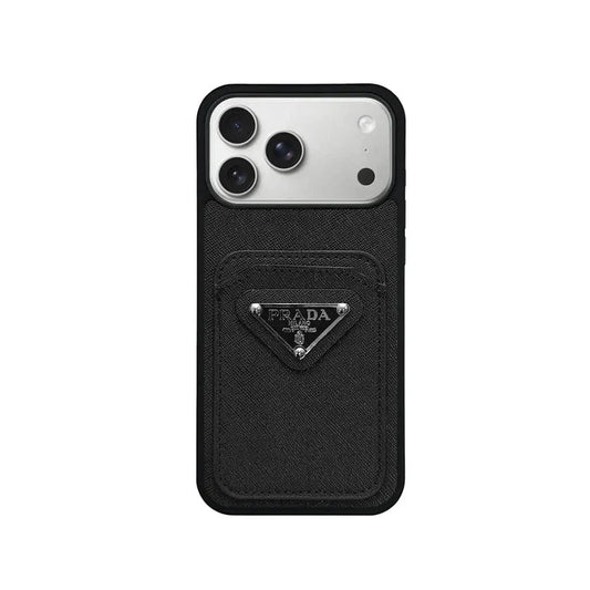 Luxury Saffiano Leather Case with Card Pocket for iPhone 12-18 Pro & Pro Max