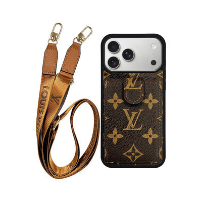 Luxury LV Phone Case Card Holder Detachable Lanyard for iPhone 12-18 Pro & Pro Max