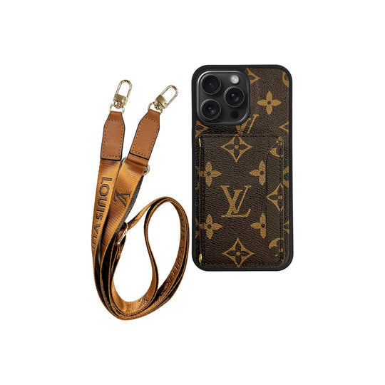 Louis Vuitton Monogram Cardholder Fully Covered Lanyard for iPhone 12-18 Pro & Pro Max