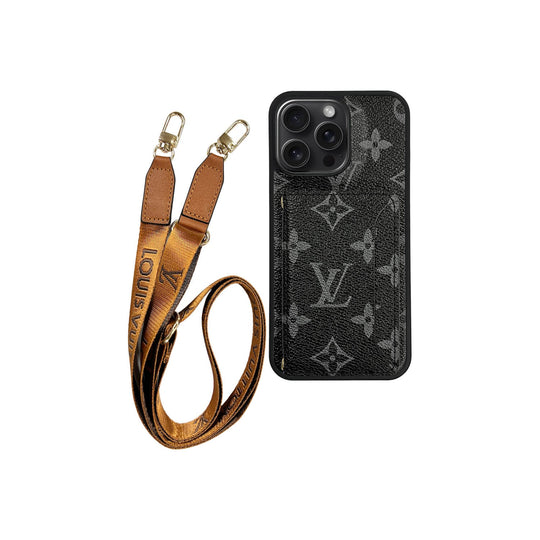 Louis Vuitton Monogram Cardholder Fully Covered Lanyard for iPhone 12-18 Pro & Pro Max