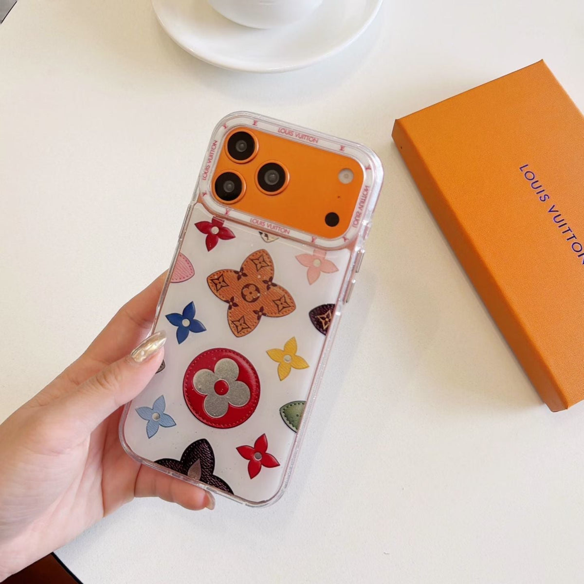 Multicolor Monogram White LV Case for iPhone 12-18 Pro & Pro Max