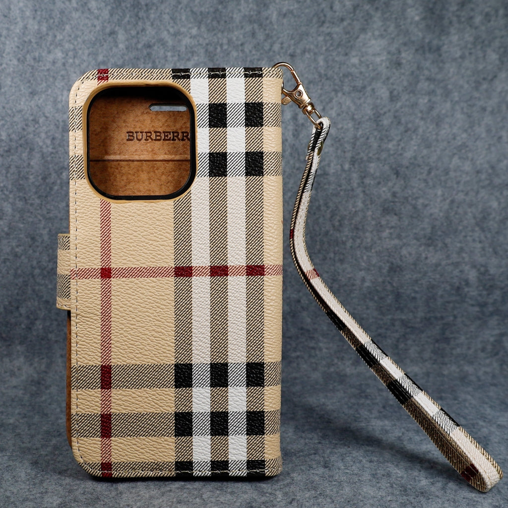 Burberry Phone Case Wallet Style for iPhone 12-18 Pro & Pro Max