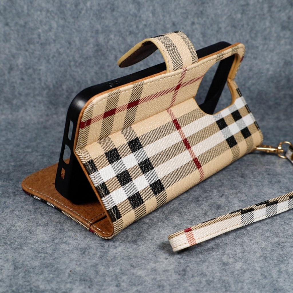 Burberry Phone Case Wallet Style for iPhone 12-18 Pro & Pro Max