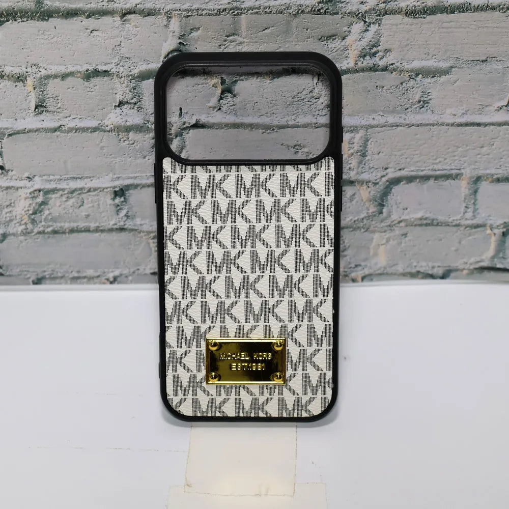 MK Leather Phone Case Metal Plate for iPhone 13-18 Pro & Pro Max
