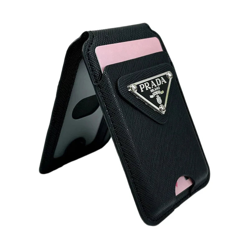 Magnetic Leather Wallet Stand with Card Slot for MagSafe