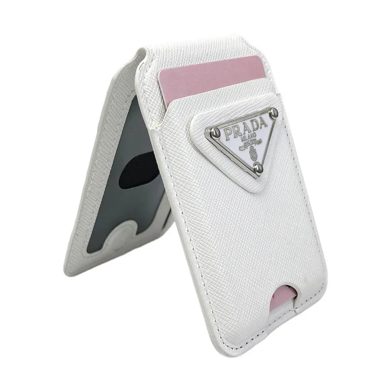 Magnetic Leather Wallet Stand with Card Slot for MagSafe