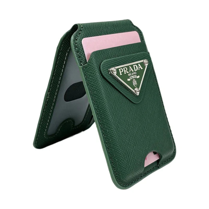 Magnetic Leather Wallet Stand with Card Slot for MagSafe